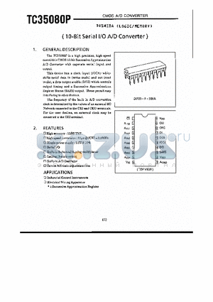 TC35080P datasheet - 10-BIT SERIAL I/O A/D CONVERTER