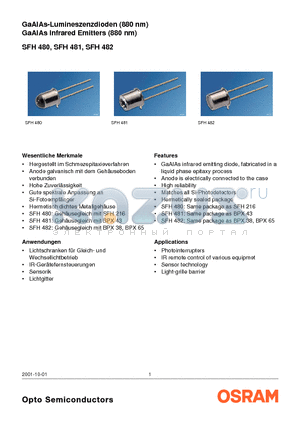 SFH482 datasheet - GaAlAs-Lumineszenzdioden