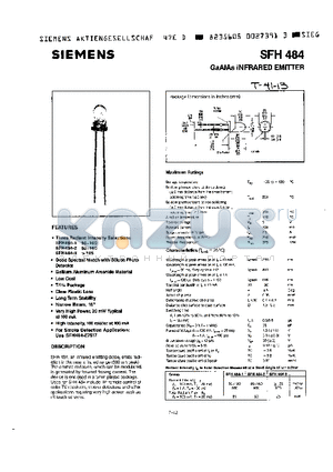 SFH484-2 datasheet - GaAlAs INFRARED EMITTER