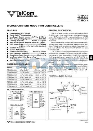 TC38C43CPD datasheet - BiCMOS CURRENT MODE PWM CONTROLLERS