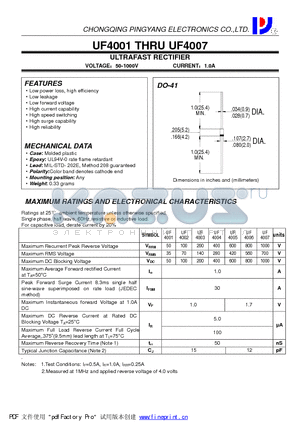 UF4004 datasheet - ULTRAFAST RECTIFIER