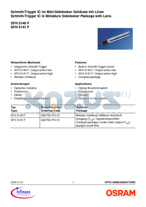 SFH5140 datasheet - Schmitt-Trigger IC in Miniature Sidelooker Package with Lens