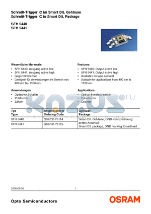 SFH5440 datasheet - Schmitt-Trigger IC im Smart DIL GehAuse