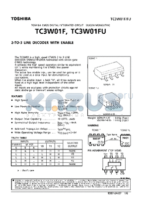TC3W01FU datasheet - 2-TO-3 LINE DECODER WITH ENABLE