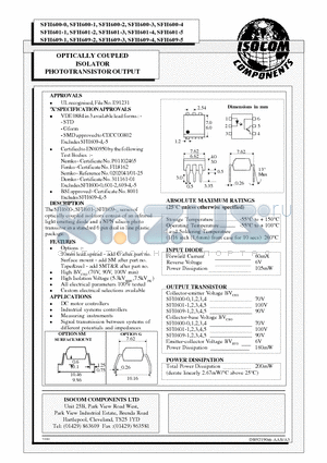 SFH600-2 datasheet - OPTICALLY COUPLED ISOLATOR PHOTOTRANSISTOR OUTPUT