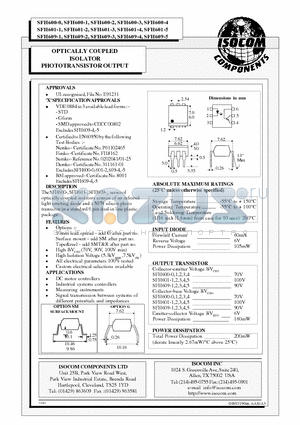 SFH600-3 datasheet - OPTICALLY COUPLED ISOLATOR PHOTOTRANSISTOR OUTPUT