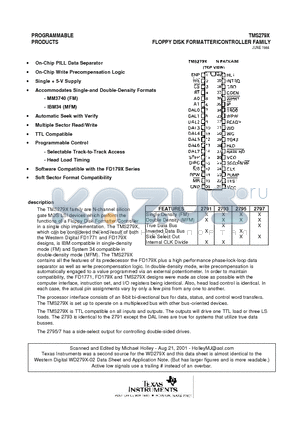 TMS279XN datasheet - FLOPPY DISK FORMATTERICONTROLLER FAMILY