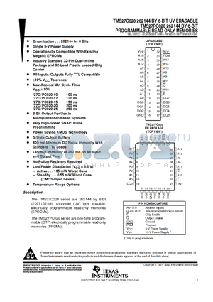 TMS27C020 datasheet - READ-ONLY MEMORIES