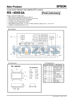 RX-4045SA datasheet - 4-wire serial interface high-stability RTC module
