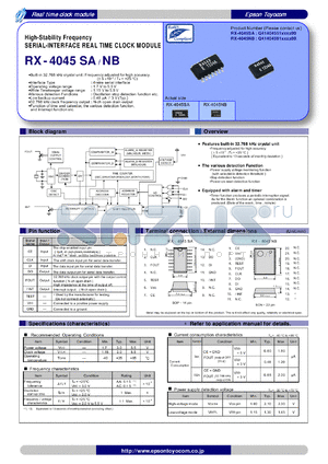 RX-4045SA datasheet - High-Stability Frequency SERIAL-INTERFACE REAL TIME CLOCK MODULE