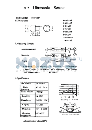 TC40-18D datasheet - AIR ULTRASONIC SENSOR