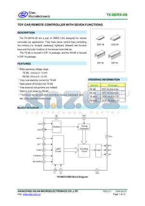 RX-6BS datasheet - TOY CAR REMOTE CONTROLLER WITH SEVEN FUNCTIONS