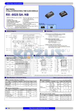 RX-8025NB datasheet - High-Stability I2C-Bus INTERFACE REAL TIME CLOCK MODULE