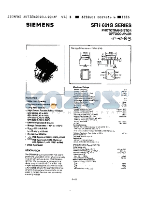 SFH601G-1 datasheet - PHOTOTRANSISTOR OPTOCOUPLER