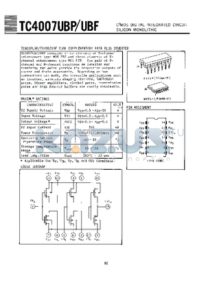 TC4007UBP datasheet - CMOS DIGITAL INTEGRATED CIRCUIT SILICON MONOLITHIC