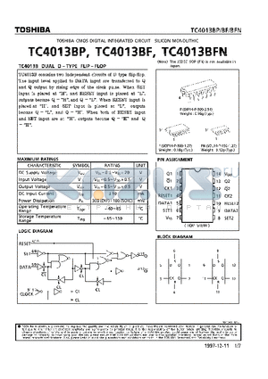 TC4013BFN datasheet - DUAL D-TYPE FLIP-FLOP