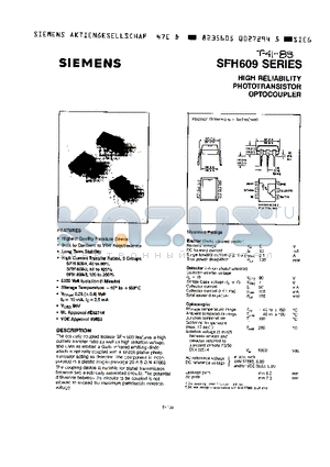 SFH609 datasheet - HIGH RELIABILITY PHOTOTRANSISTOR OPTOCOUPLER