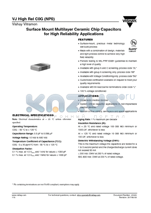 VJ0402A1R8FLQAT5G datasheet - Surface Mount Multilayer Ceramic Chip Capacitors for High Reliability Applications