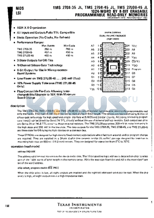 TMS27L08 datasheet - 1024-WORD BY 8-BIT ERASABLE PROGRAMMABLE READ-ONLY MEMORIES