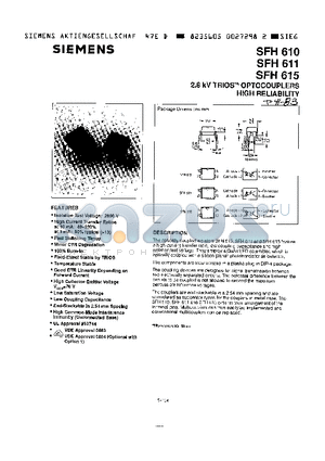 SFH610 datasheet - 2.8KV TRIOS OPTOCOUPLERS HIGH RELIABILITY