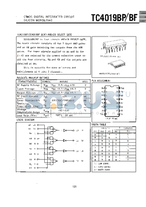 TC4019BF datasheet - C2MOS DIGITAL INTEGRATED CIRCUIT SILICON MONOLITHIC