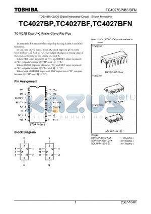 TC4027BF datasheet - Dual J-K Master-Slave Flip Flop