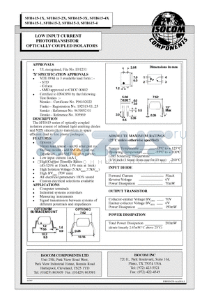 SFH615-2 datasheet - LOW INPUT CURRENT PHOTOTRANSISTOR OPTICALLY COUPLED ISOLATORS