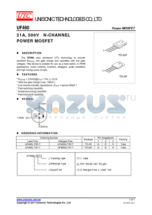 UF460 datasheet - 21A, 500V N-CHANNEL POWER MOSFET