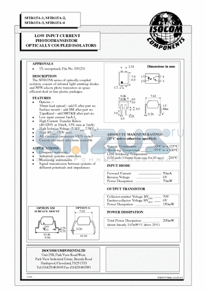 SFH615A-2 datasheet - LOW INPUT CURRENT PHOTOTRANSISTOR OPTICALLY COUPLED ISOLATORS