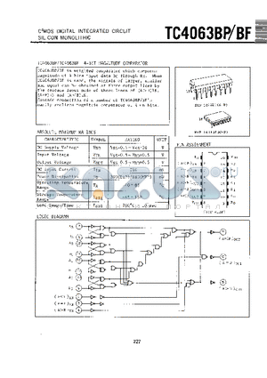 TC4063BF datasheet - C2MOS DIGITAL INTEGRATED CIRCUIT SILICON MONOLITHIC