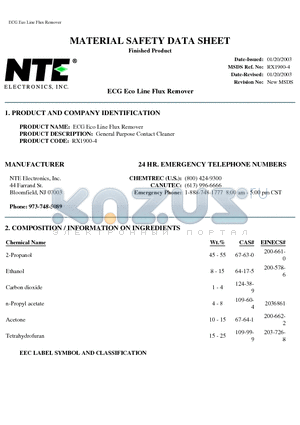 RX1900-4 datasheet - ECG Eco Line Flux Remover