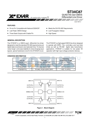 ST34C87CF16 datasheet - QUAD RS-422 CMOS Differential Line Driver