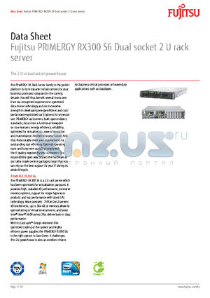 RX300 datasheet - Fujitsu PRIMERGY RX300 S6 Dual socket 2 U rack server