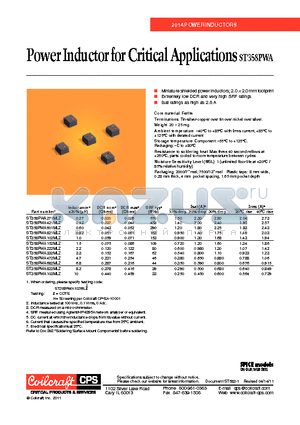 ST358PWA datasheet - Power Inductor for Critical Applications
