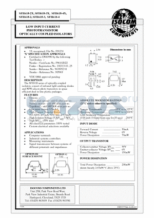 SFH618-2 datasheet - LOW INPUT CURRENT PHOTOTRANSISTOR OPTICALLY COUPLED ISOLATORS