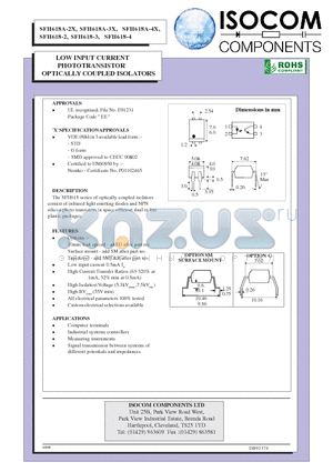 SFH618-2 datasheet - LOW INPUT CURRENT PHOTOTRANSISTOR OPTICALLY COUPLED ISOLATORS