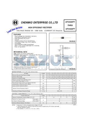 UF5402PT datasheet - HIGH EFFICIENCY RECTIFIER