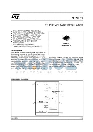 ST3L01 datasheet - TRIPLE VOLTAGE REGULATOR