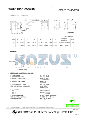ST4-20 datasheet - POWER TRANSFORMER