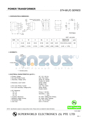 ST4-88 datasheet - POWER TRANSFORMER