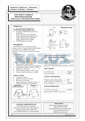 SFH628-2 datasheet - LOW INPUT CURRENT PHOTOTRANSISTOR OPTICALLY COUPLED ISOLATORS