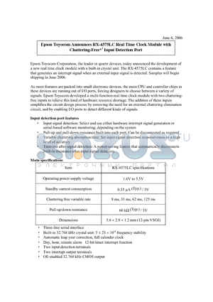 RX4575LC datasheet - Real Time Clock Module