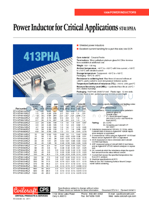 ST413PHA datasheet - Power Inductor for Critical Applications