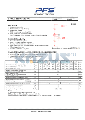 UF5407 datasheet - ULTRA FAST RECTIFIER