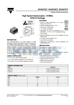 SFH6756T datasheet - High Speed Optocoupler, 10 MBd, SOIC-8 Package