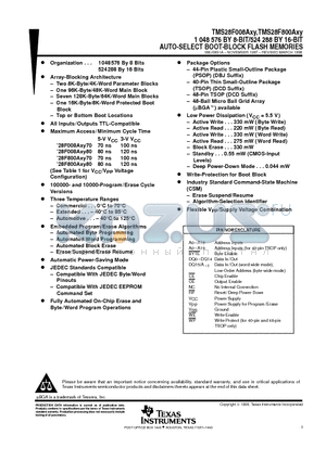 TMS28F008AXY datasheet - 1 048 576 BY 8-BIT/524 288 BY 16-BIT AUTO-SELECT BOOT-BLOCK FLASH MEMORIES