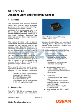 SFH7770E6 datasheet - Ambient Light and Proximity Sensor