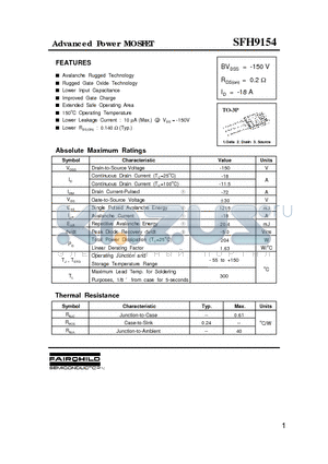 SFH9154 datasheet - Advanced Power MOSFET