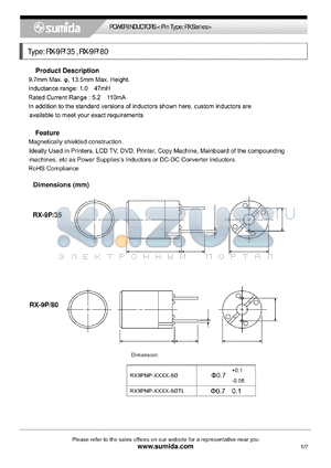 RX9PNP-103K-80TL datasheet - POWER INDUCTORS < Pin Type: RX Series>