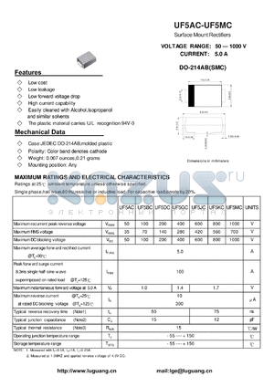 UF5AC datasheet - Surface Mount Rectifiers